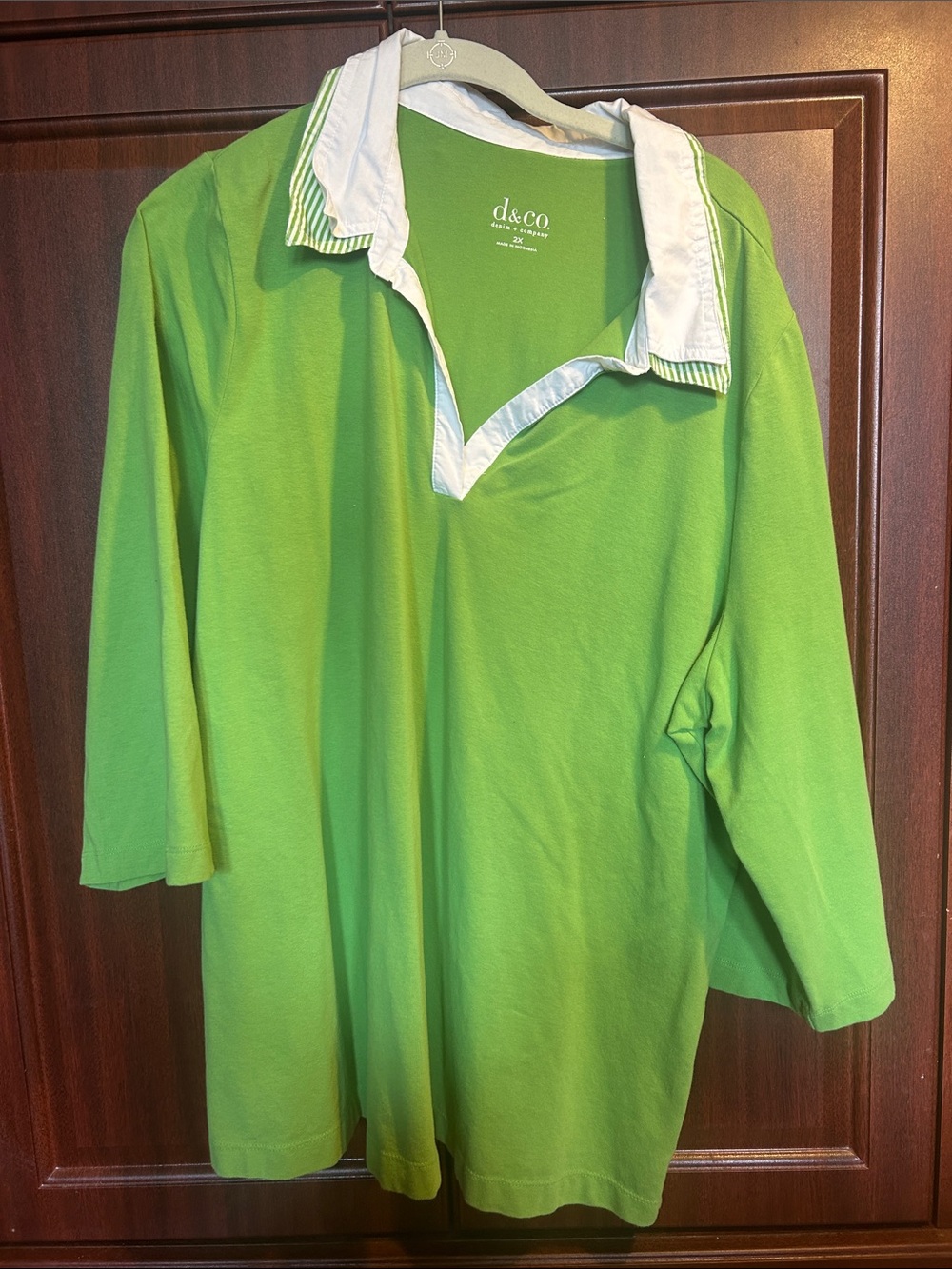 d&co Women’s Lime Green Long Sleeve Polo Top